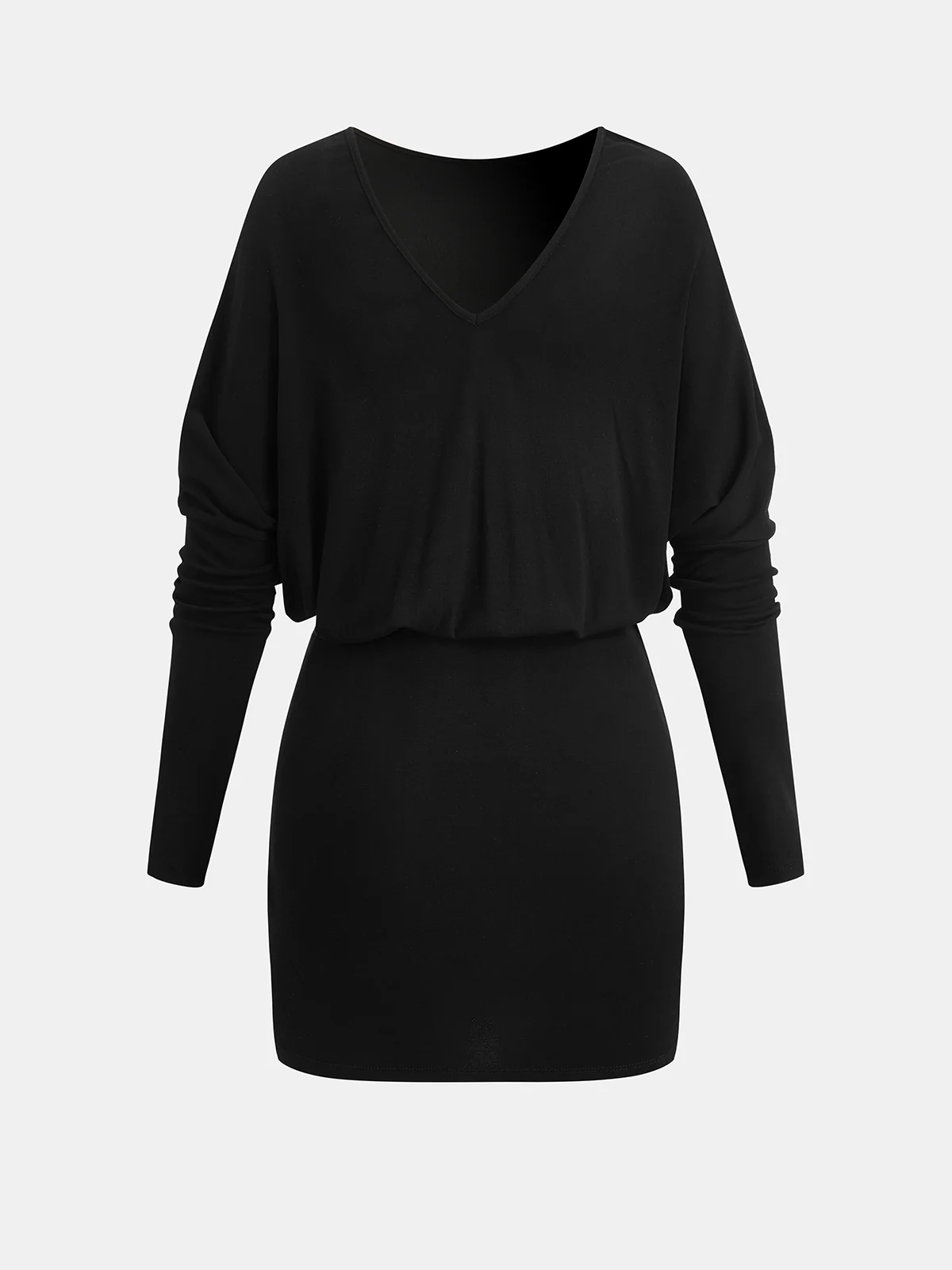 Metal Buckle Batwing Sleeve Ruched Mini Dress - Image 3