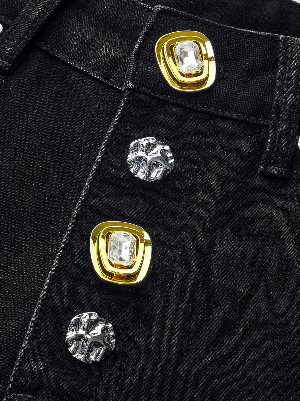 Metal Button-Detail Wide-Leg Jeans - Image 4