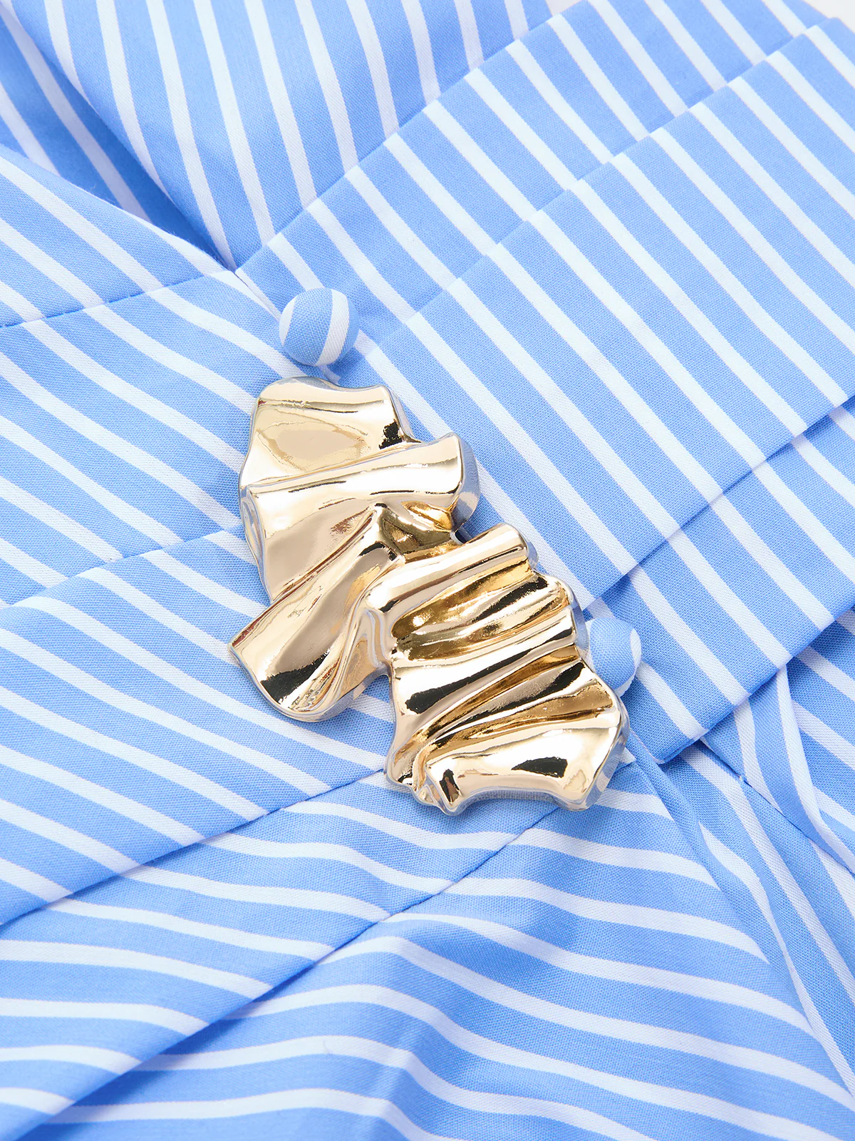 Metal Detail Flared Sleeve Striped Top - Image 4