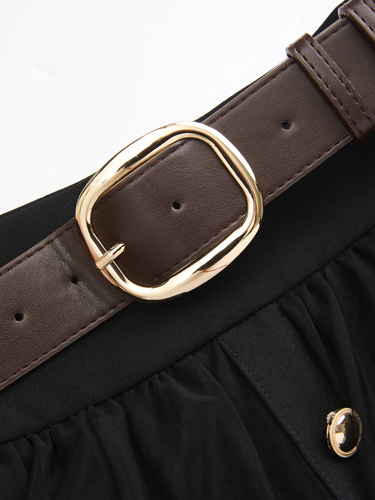 Metal Detail Tiered Mesh Belted Midi Skirt - Image 4