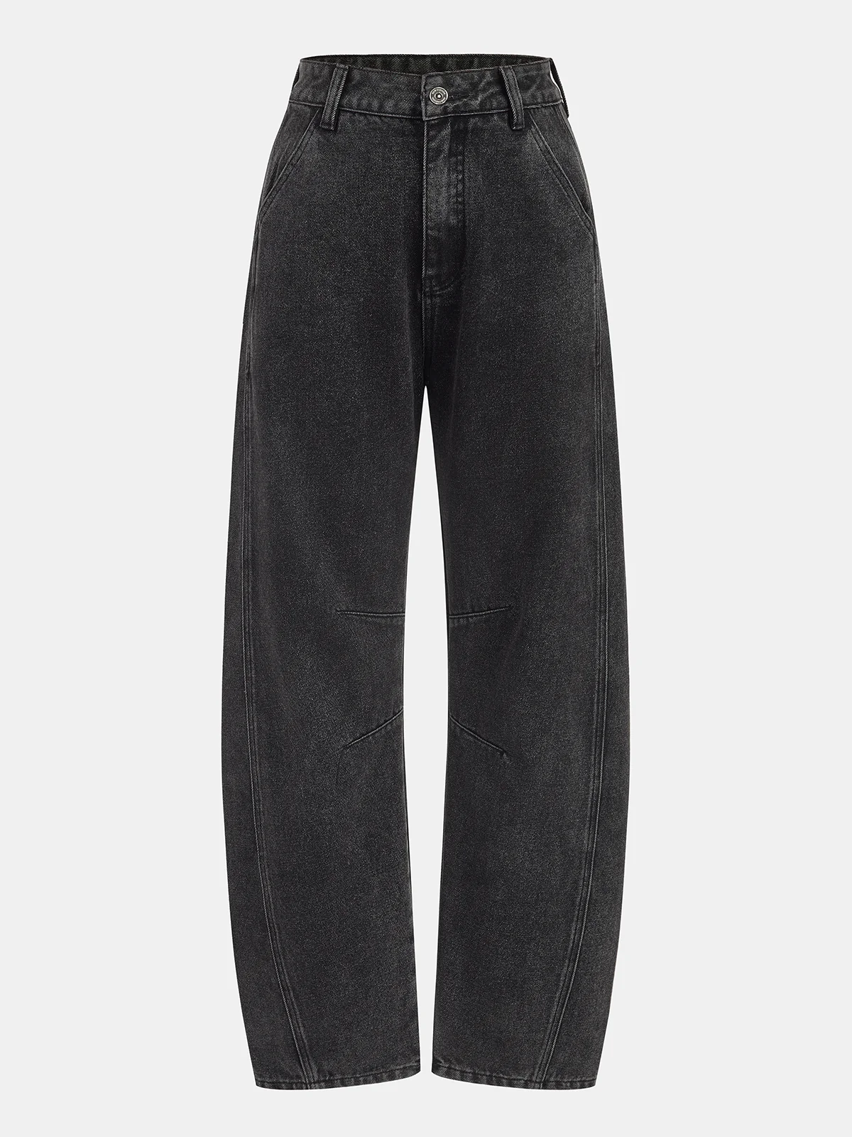 Mid-Waist Denim Curved-Leg Jeans
