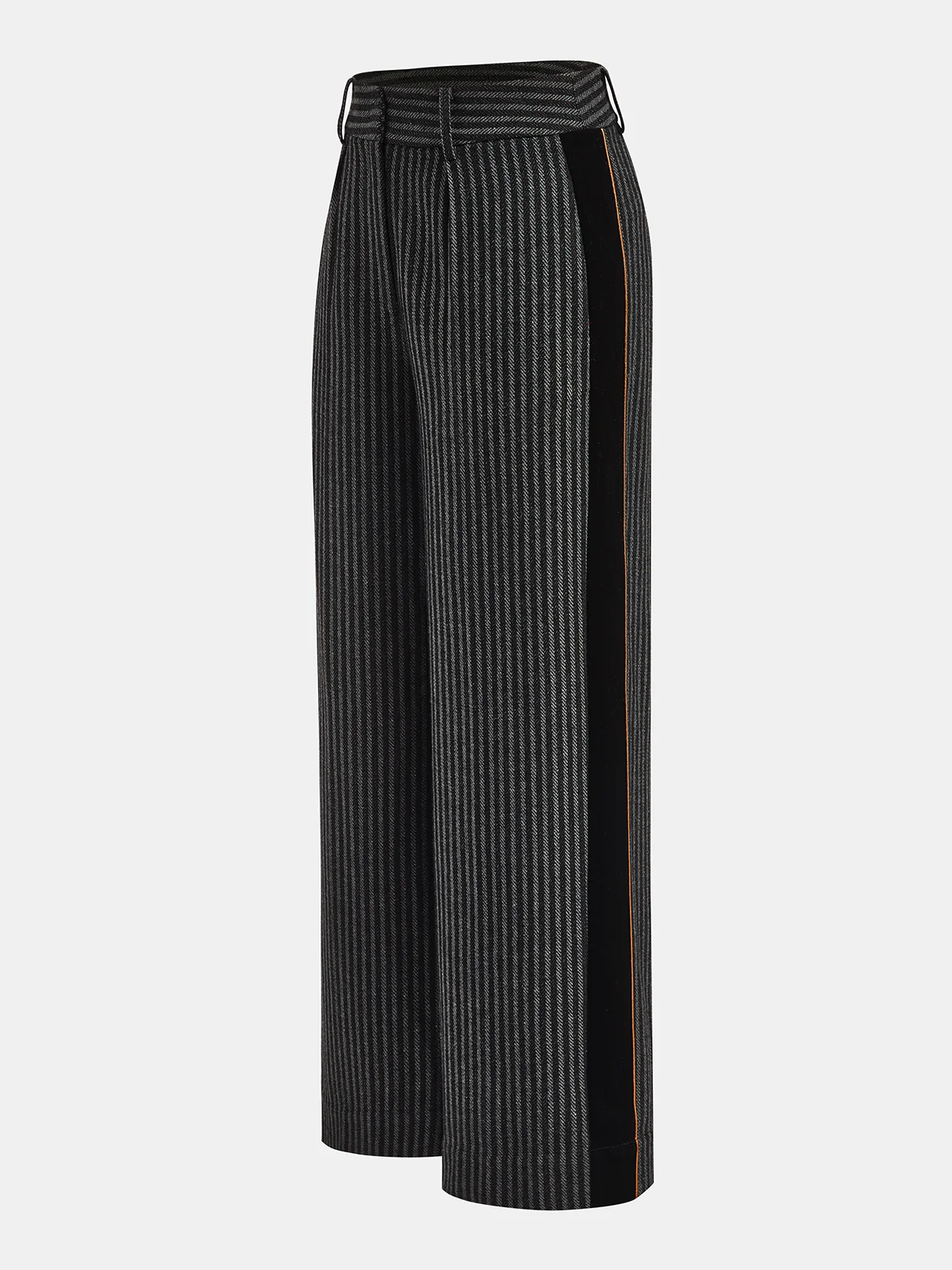 Mid-Waist Pinstripe Wide-Leg Pants