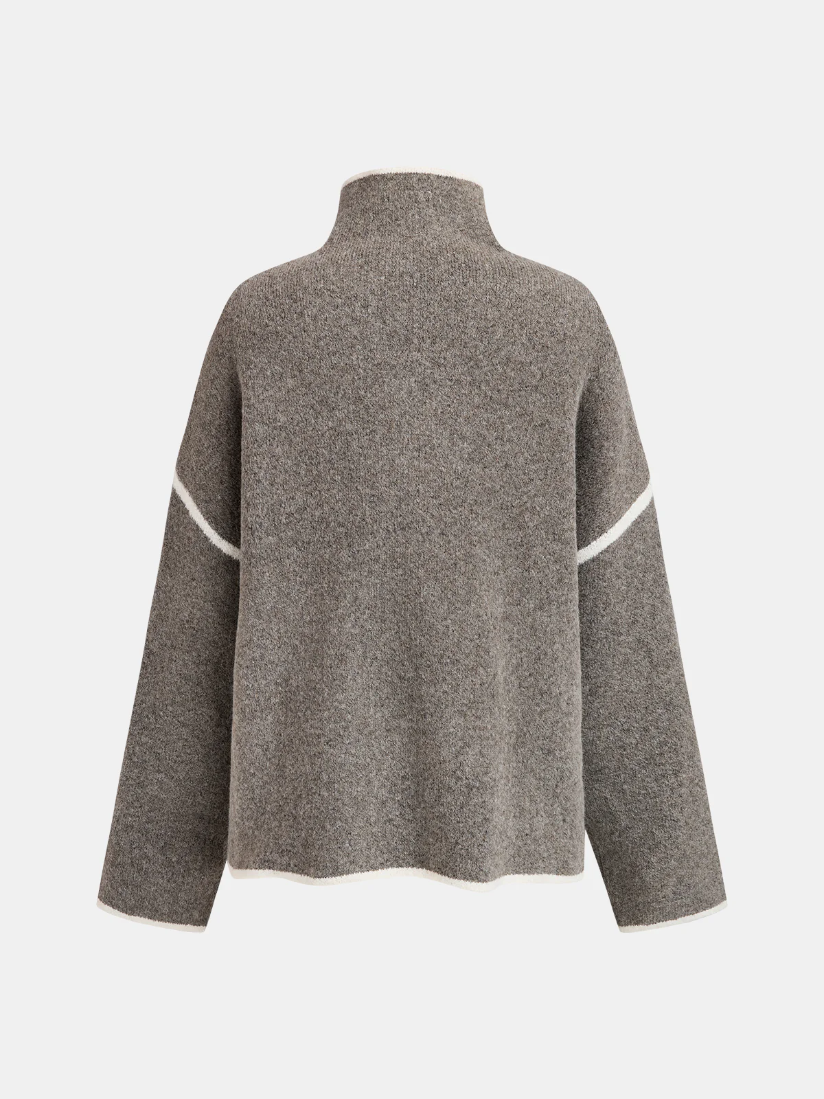 Mock Neck Contrast Trim Sweater - Image 2