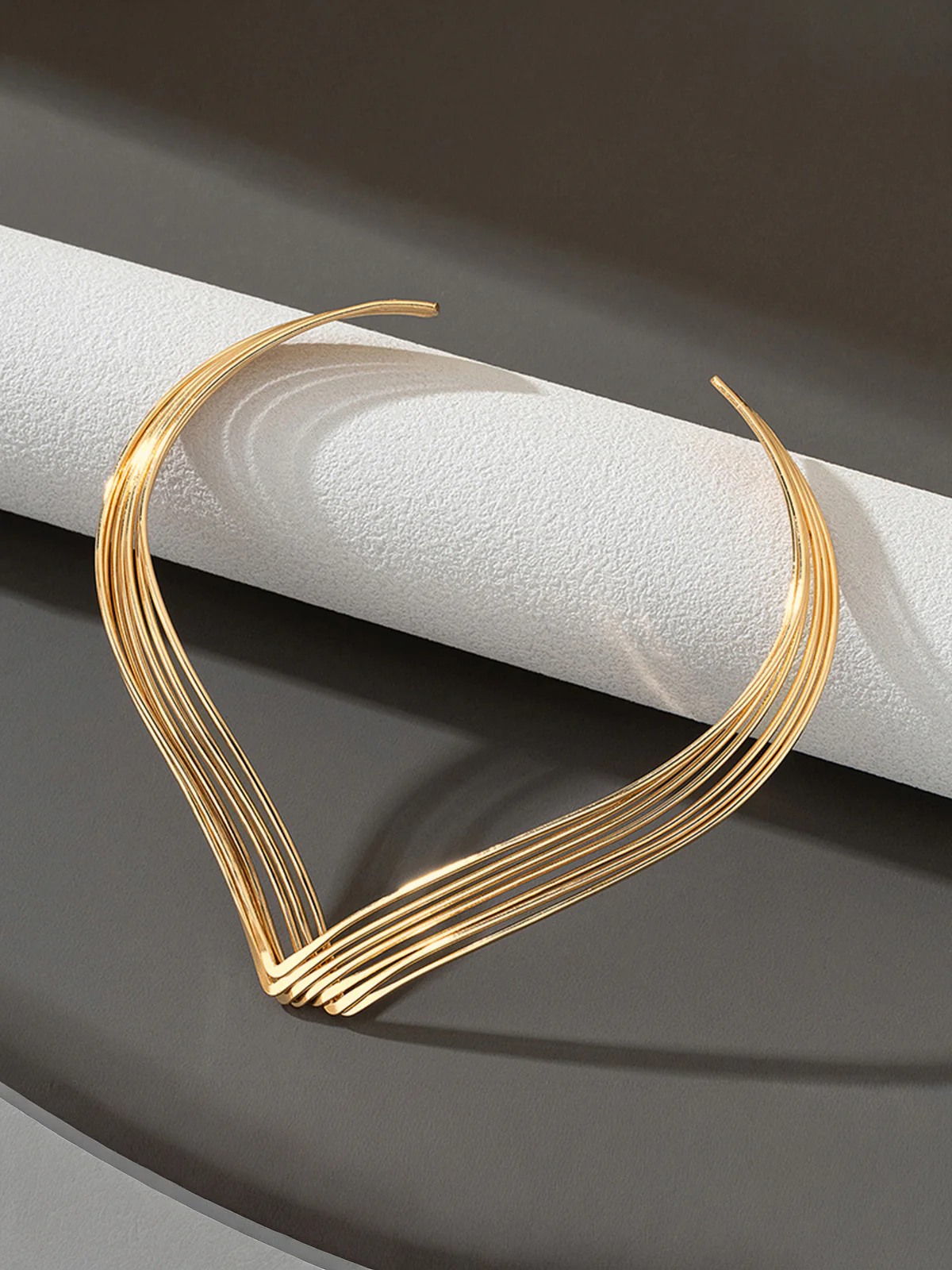 Multi-Strand V-Shaped Choker Necklace - Image 3