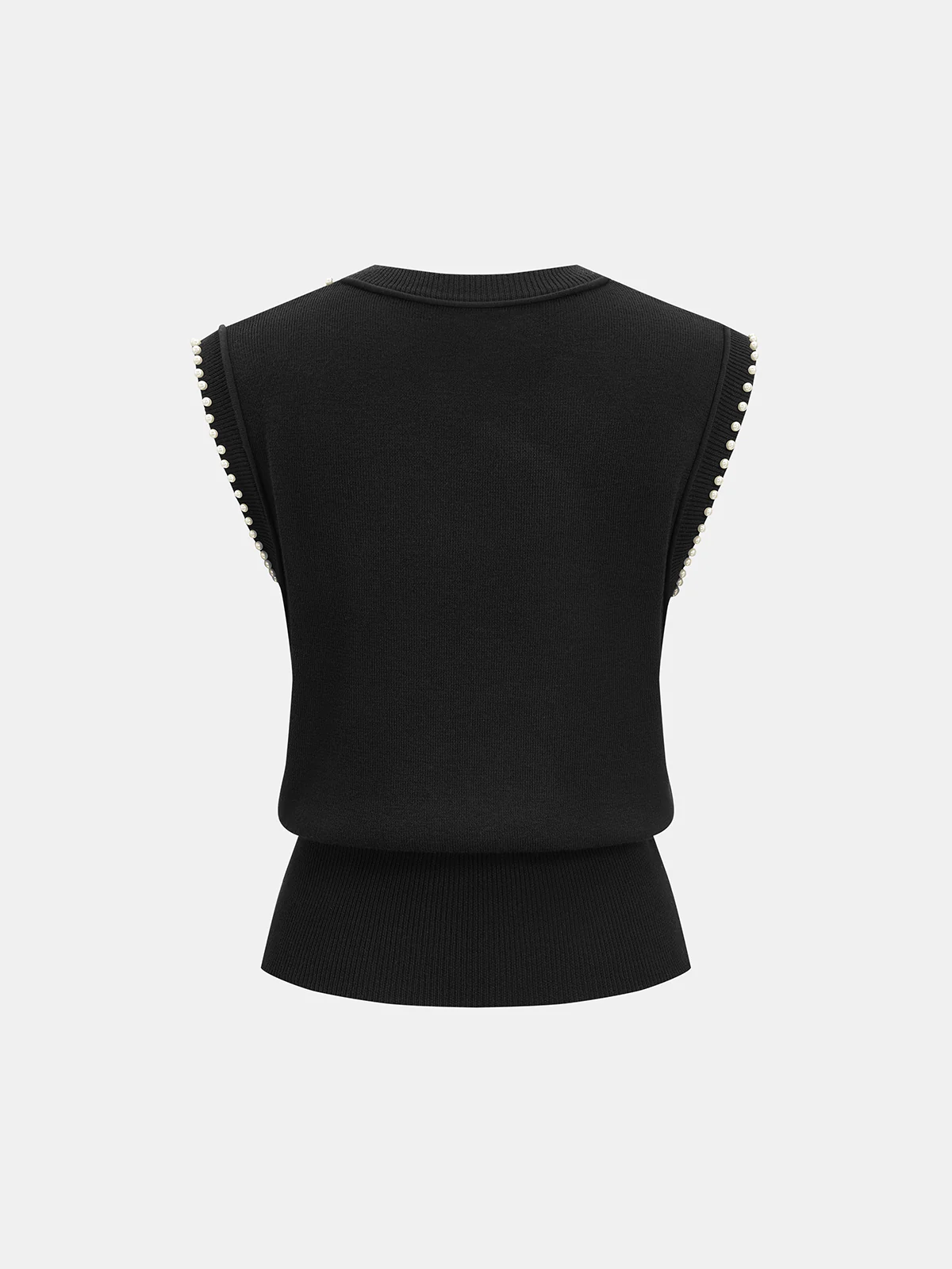 Pearl Trim Sleeveless Knit Vest - Image 2