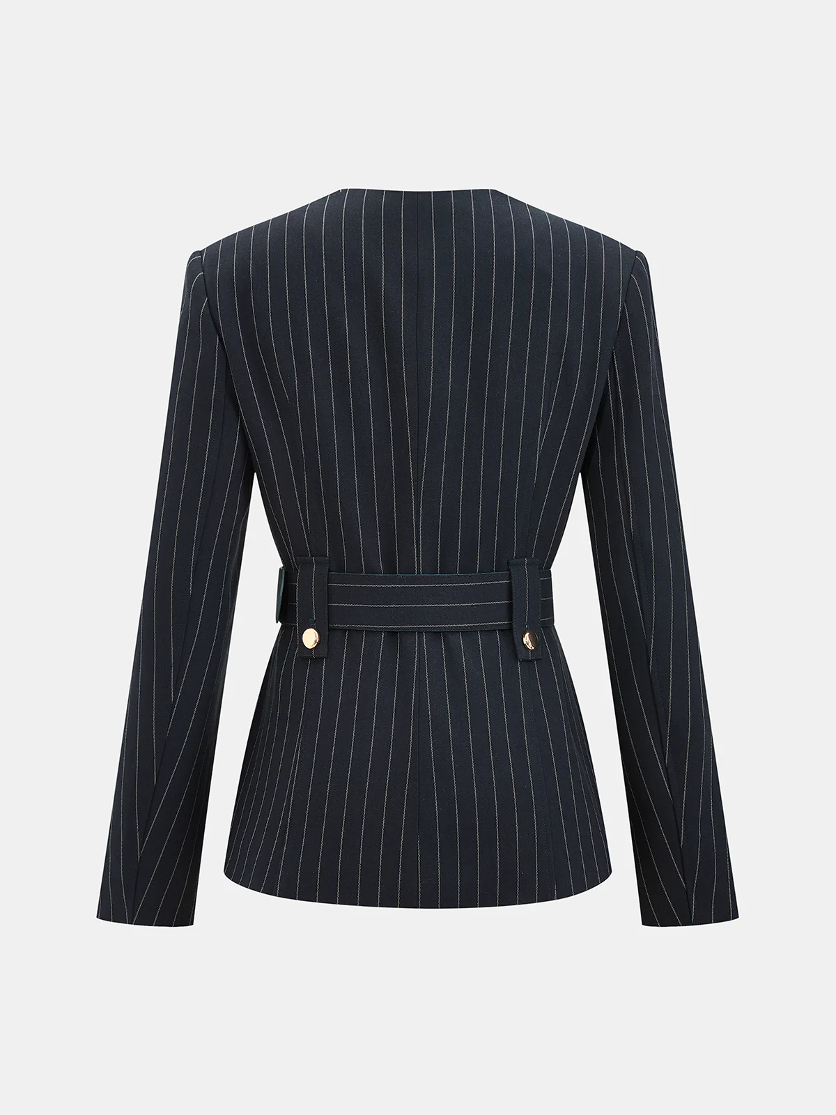 Pinstriped Belted Blazer - Image 3