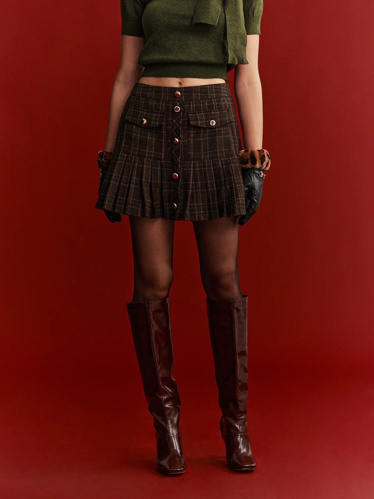 Plaid Wool-Blend Mini Skirt - Image 3