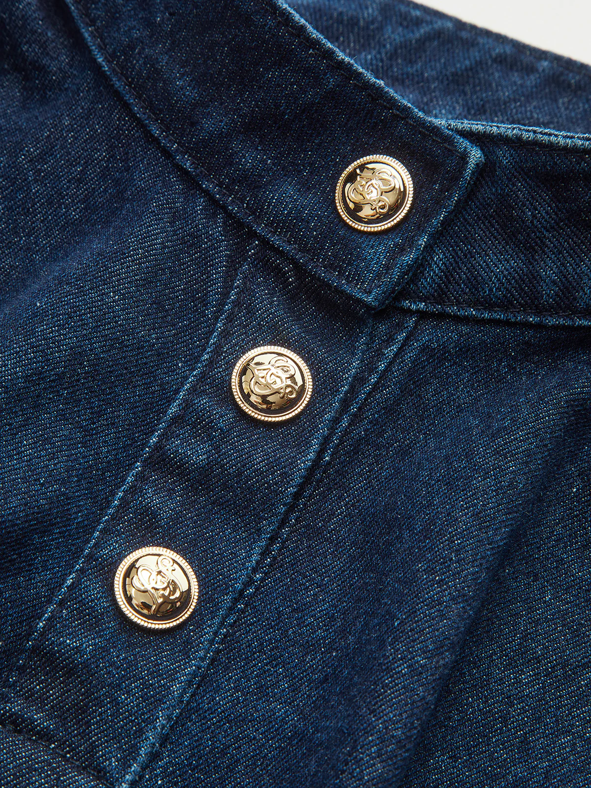 Pleated Belted Denim Peplum Top - Image 3