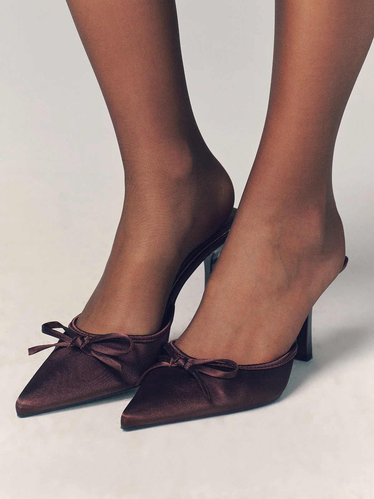 Pointed-Toe Bow-Accent Stiletto Mules - Image 2