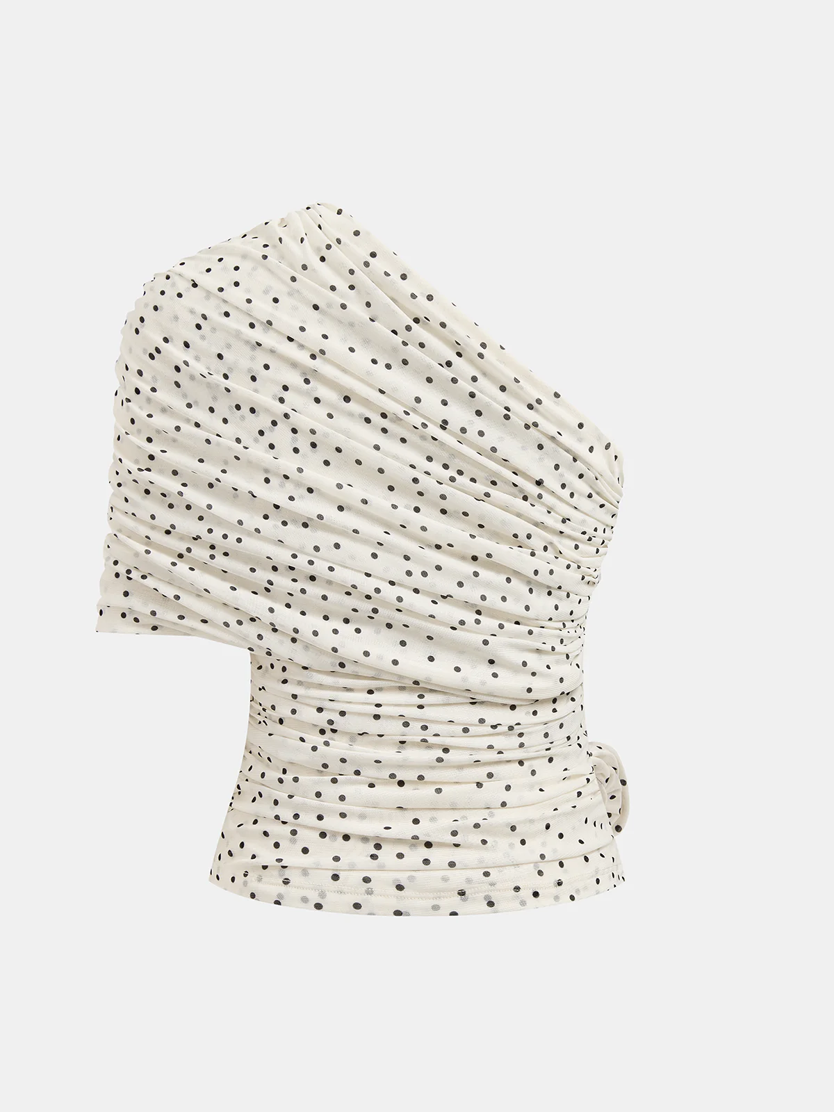 Polka Dot 3D Flower One Shoulder Top - Image 3