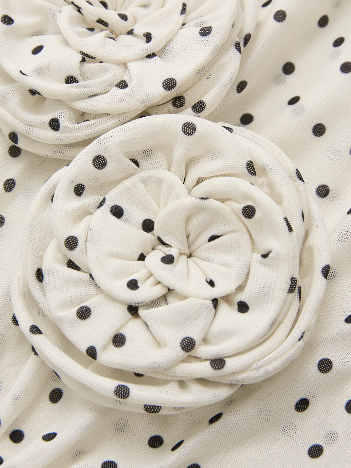 Polka Dot 3D Flower One Shoulder Top - Image 5