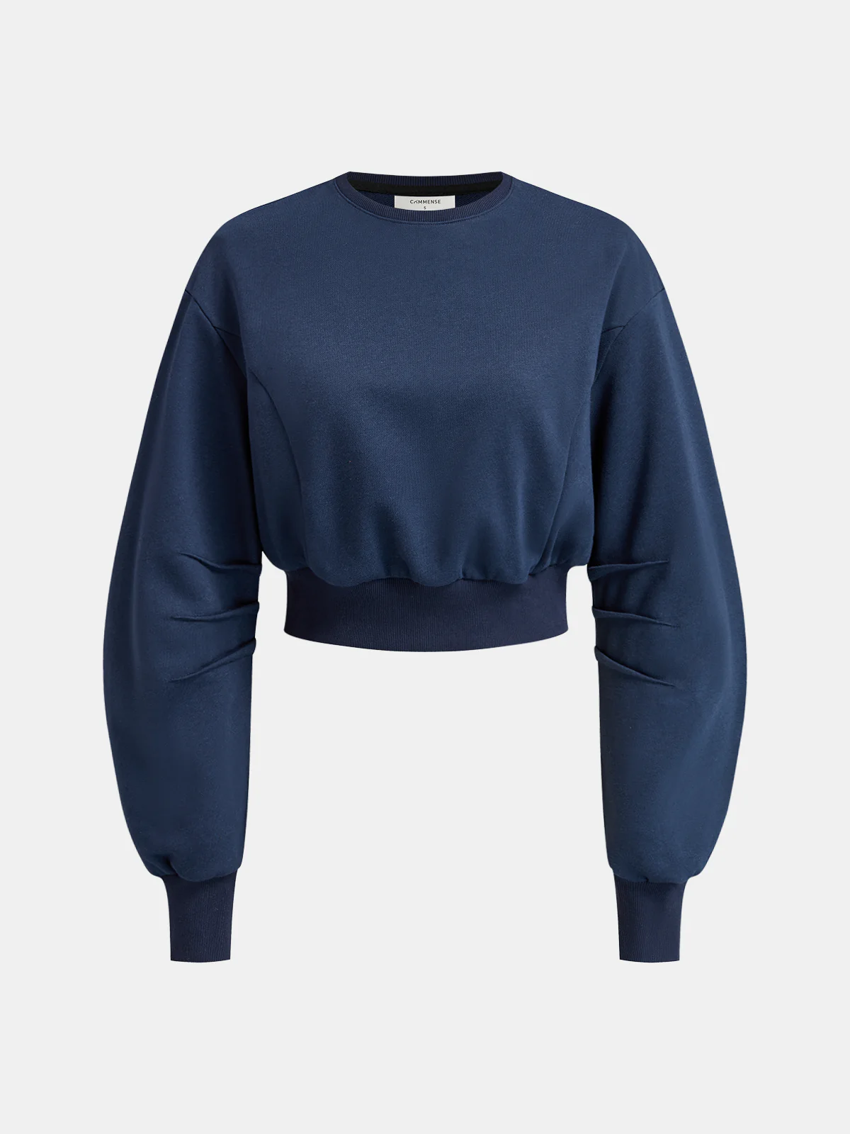 Ruched Cropped Balloon-Sleeve Sweatshirt