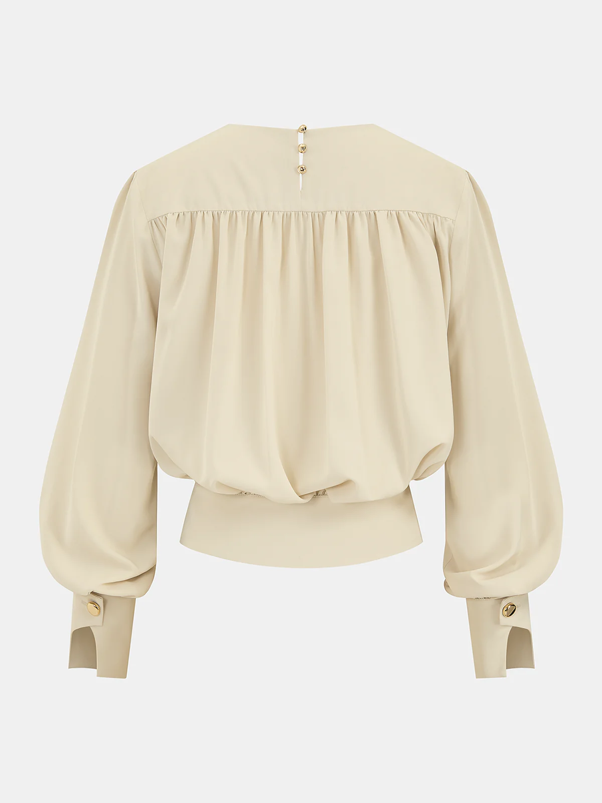 Ruched Wrap V-Neck Crop Blouse - Image 2