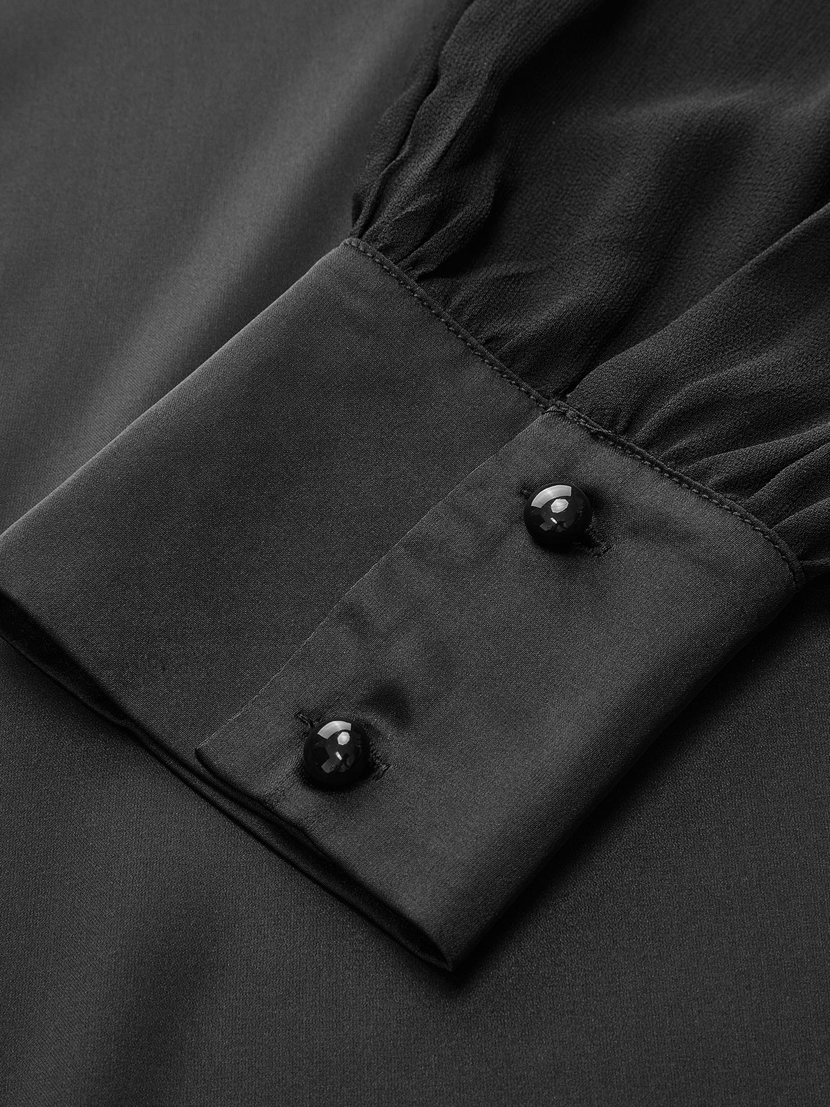 Satin Bow-Tie Sheer-Sleeve Blouse - Image 8