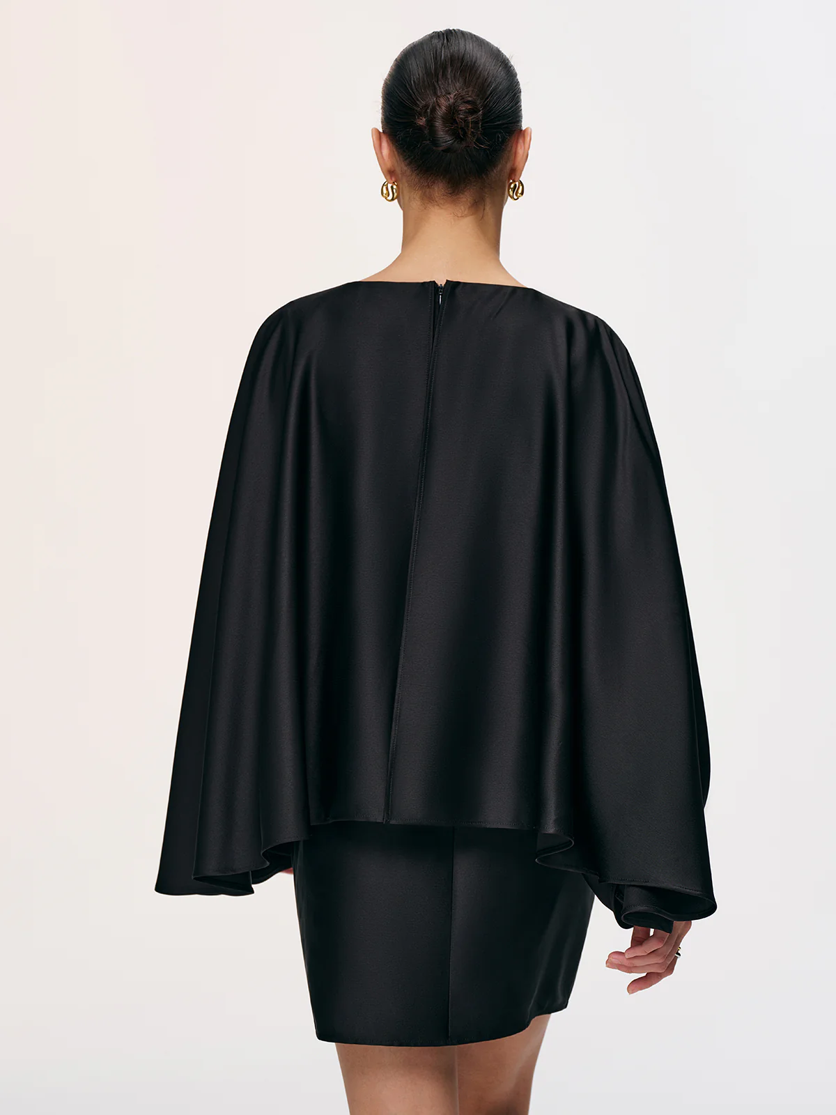 Satin Cape Sleeve Mini Dress with Chain Belt - Image 6