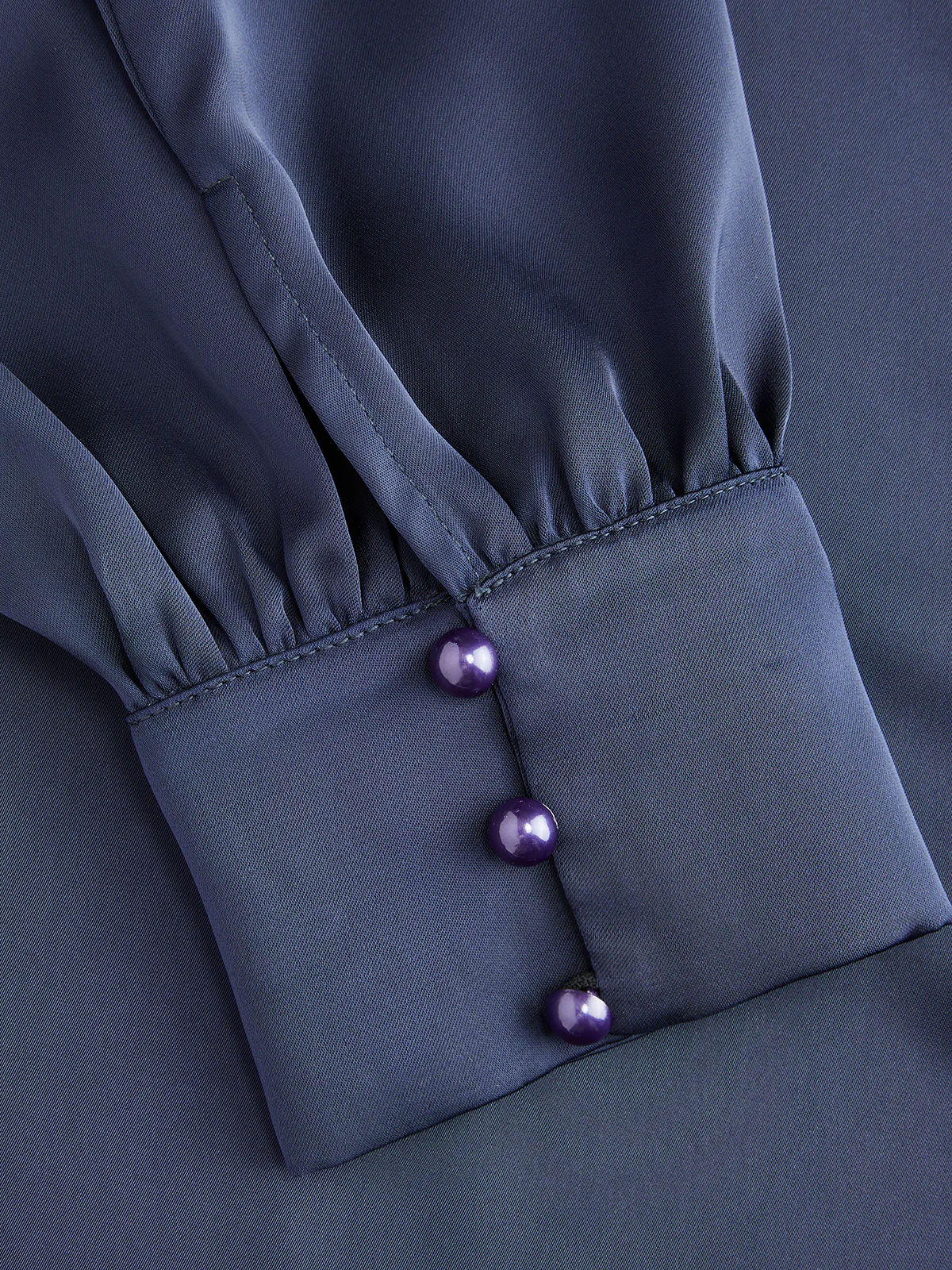 Satin Draped Mock Neck Blouse - Image 4