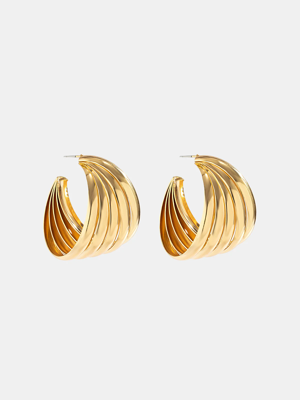 Sculpted Gold-Tone Swirl Hoop Earrings - Image 3