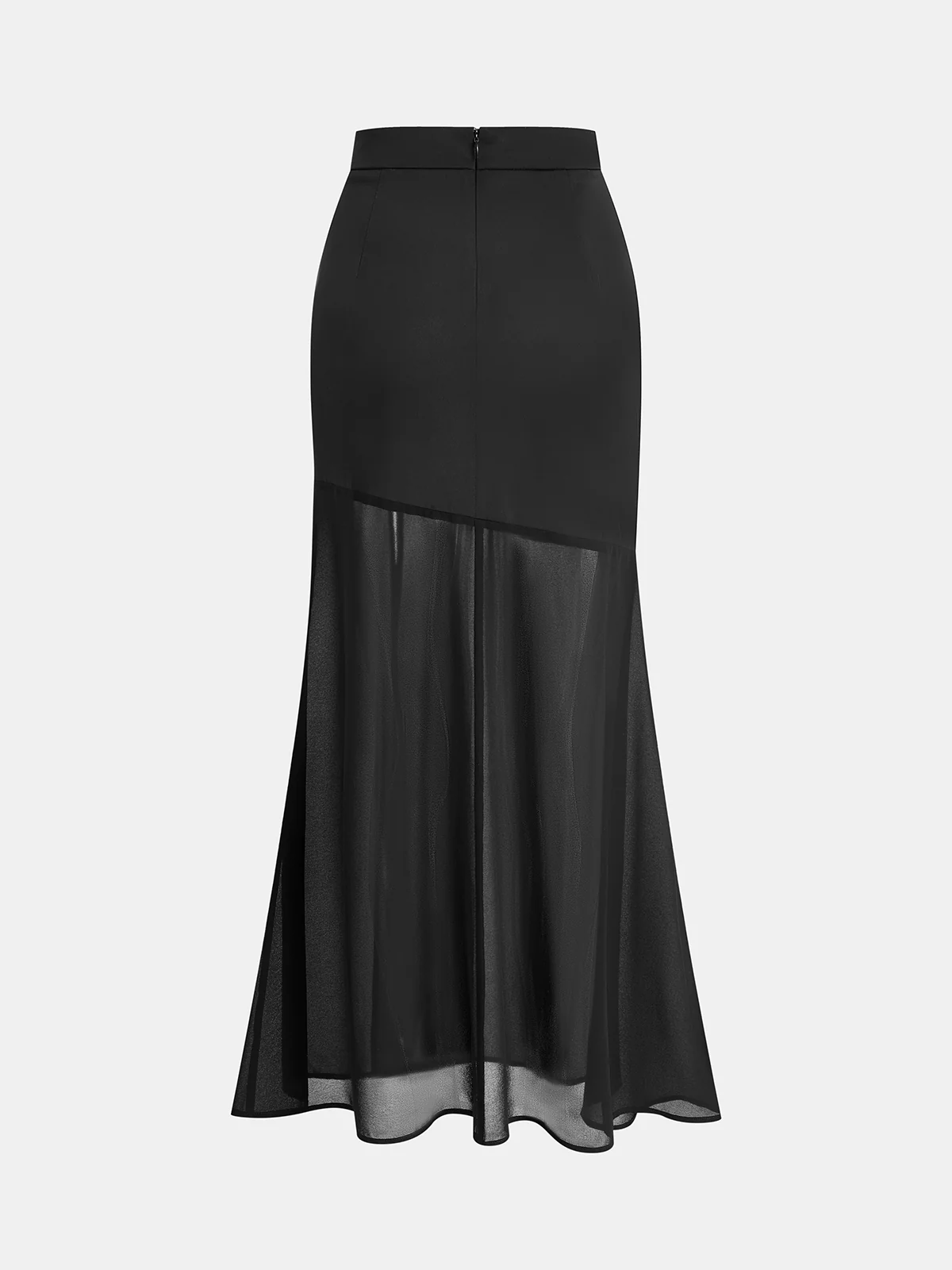 Sheer Panel Satin Mermaid Skirt - Image 2