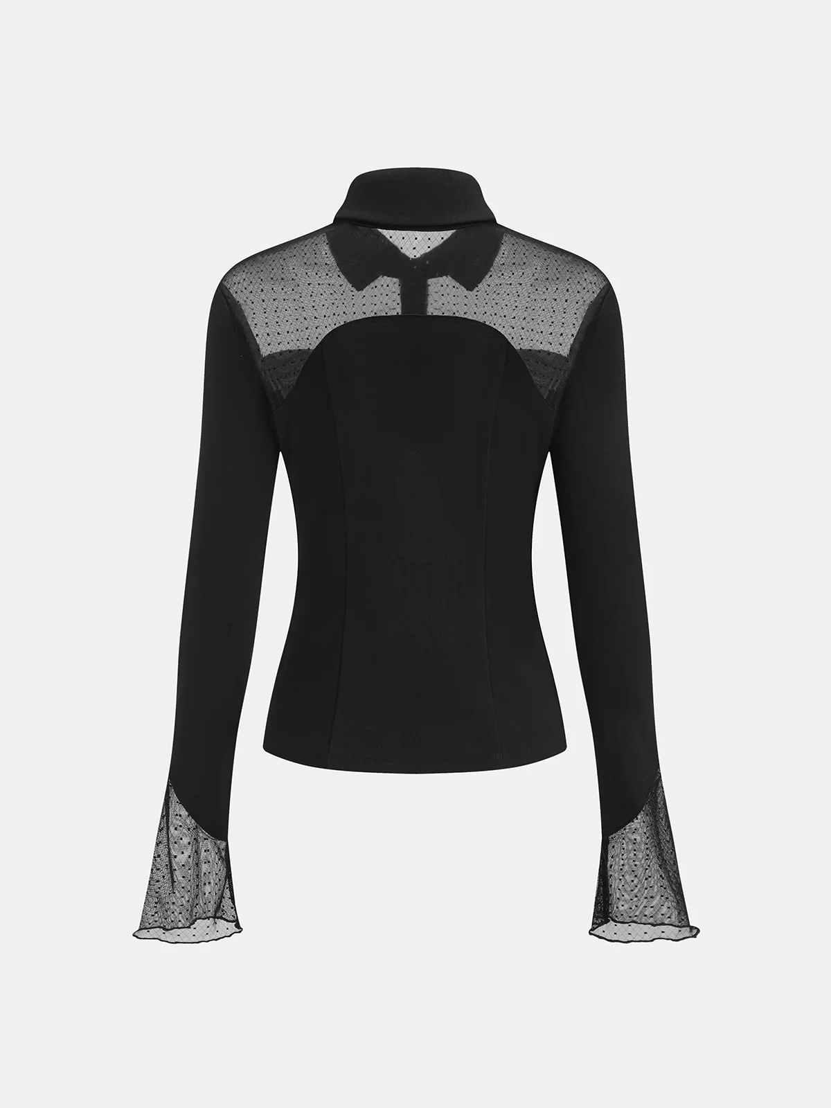 Sheer Polka-Dot Panel Button-Front Shirt - Image 3