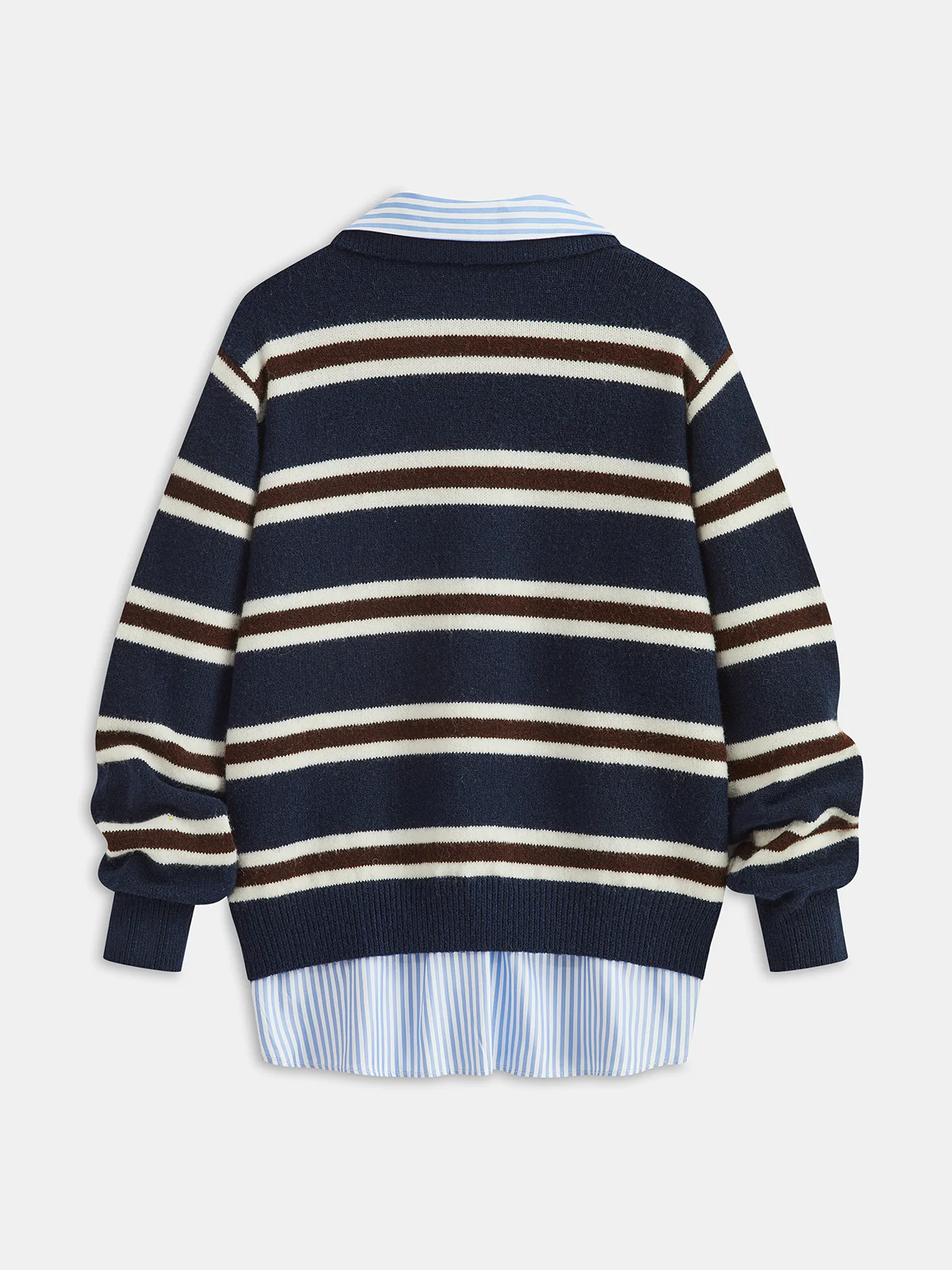 Shirt Panel Striped Polo Knit Sweater - Image 3