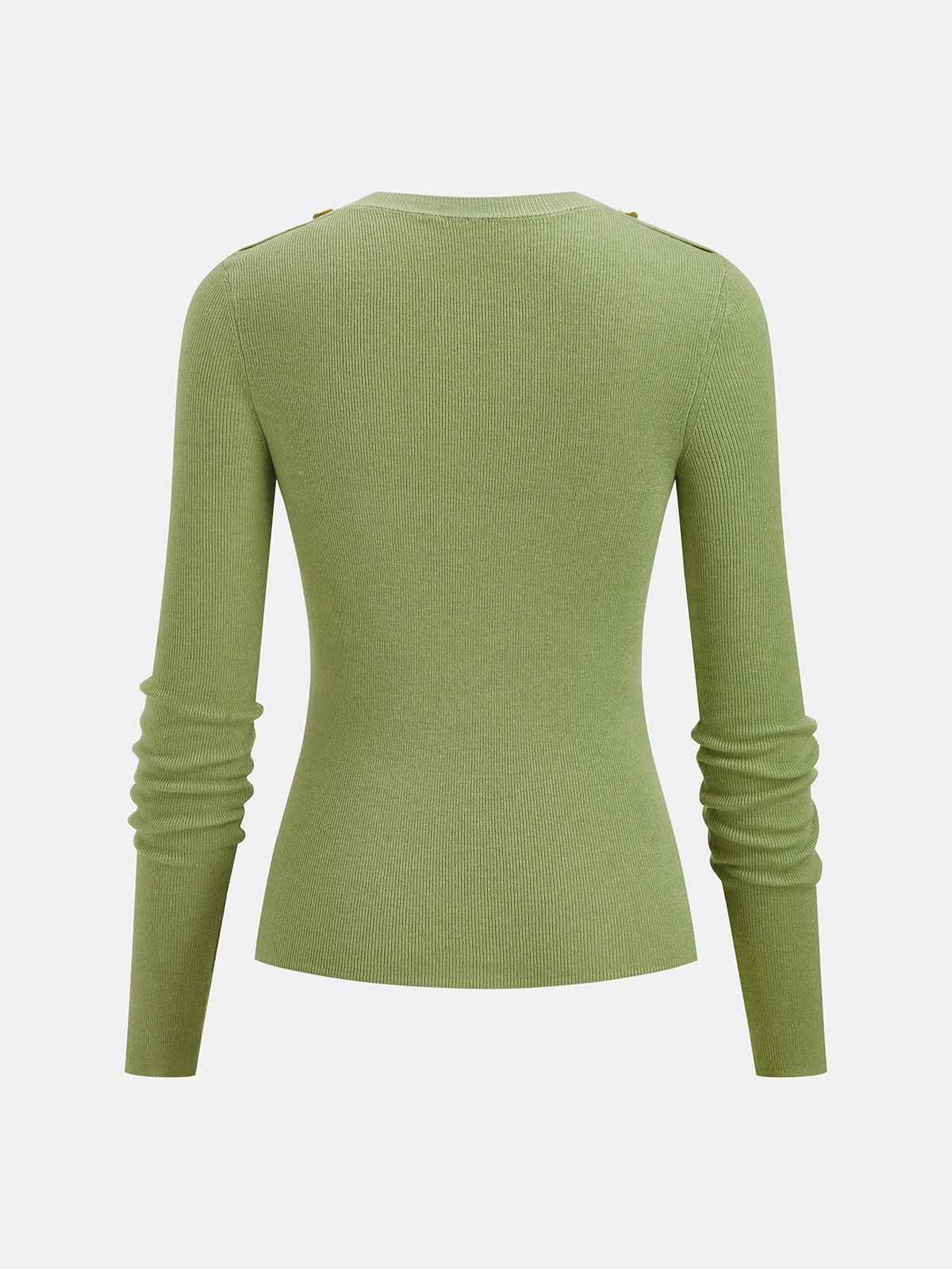 Shoulder Detail Wool-Blend Ribbed Long-Sleeve Top - Image 3