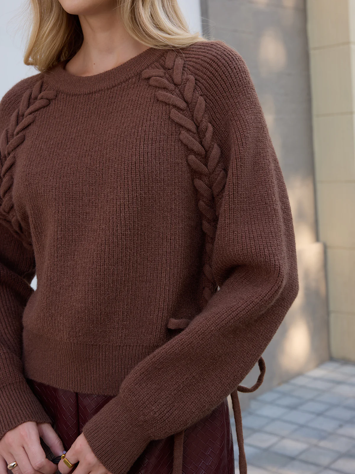 Side Tie Loose Knit Top - Image 2