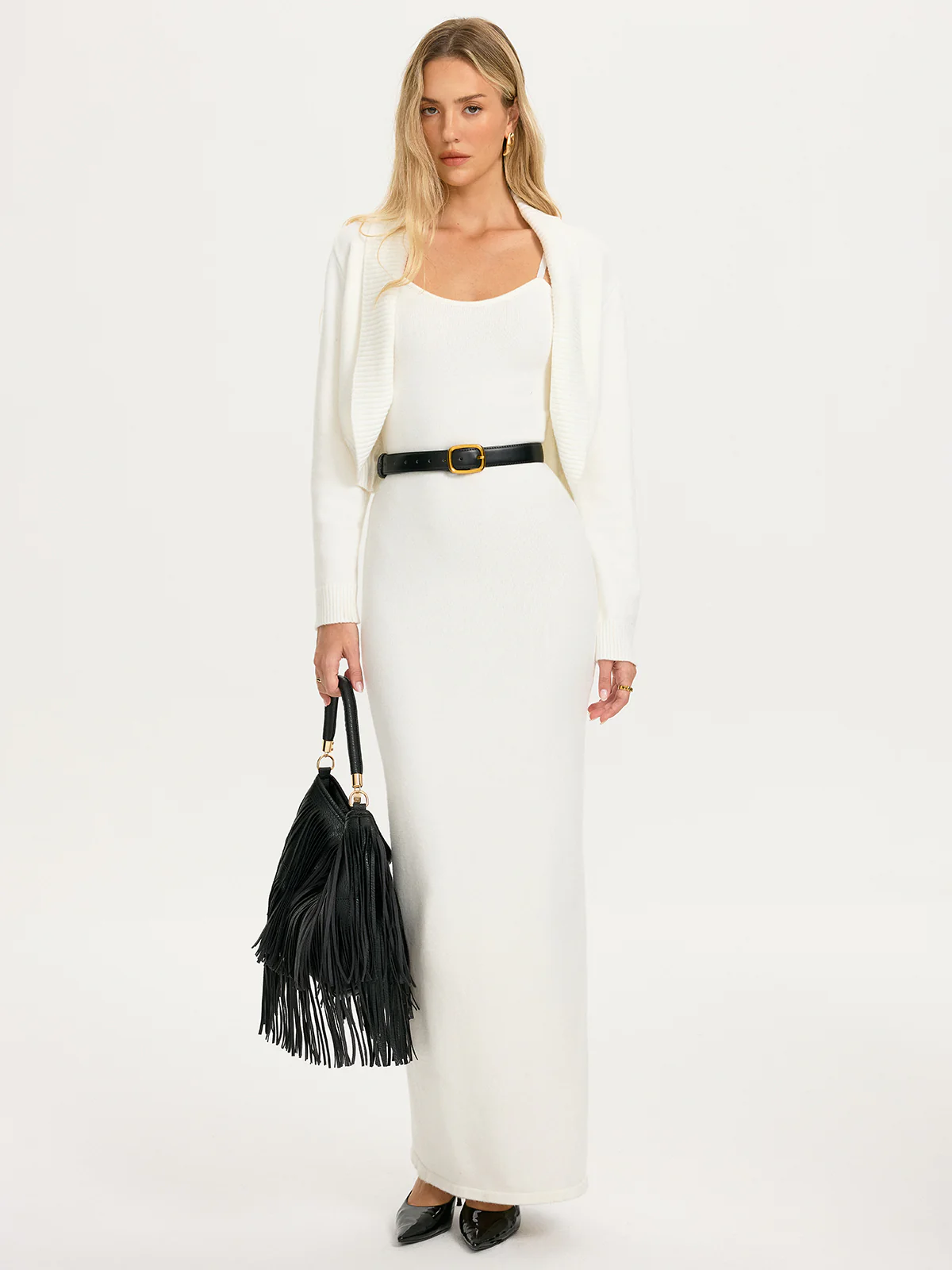 Slim-Fit Knit Cami Maxi Dress without Belt - Image 2