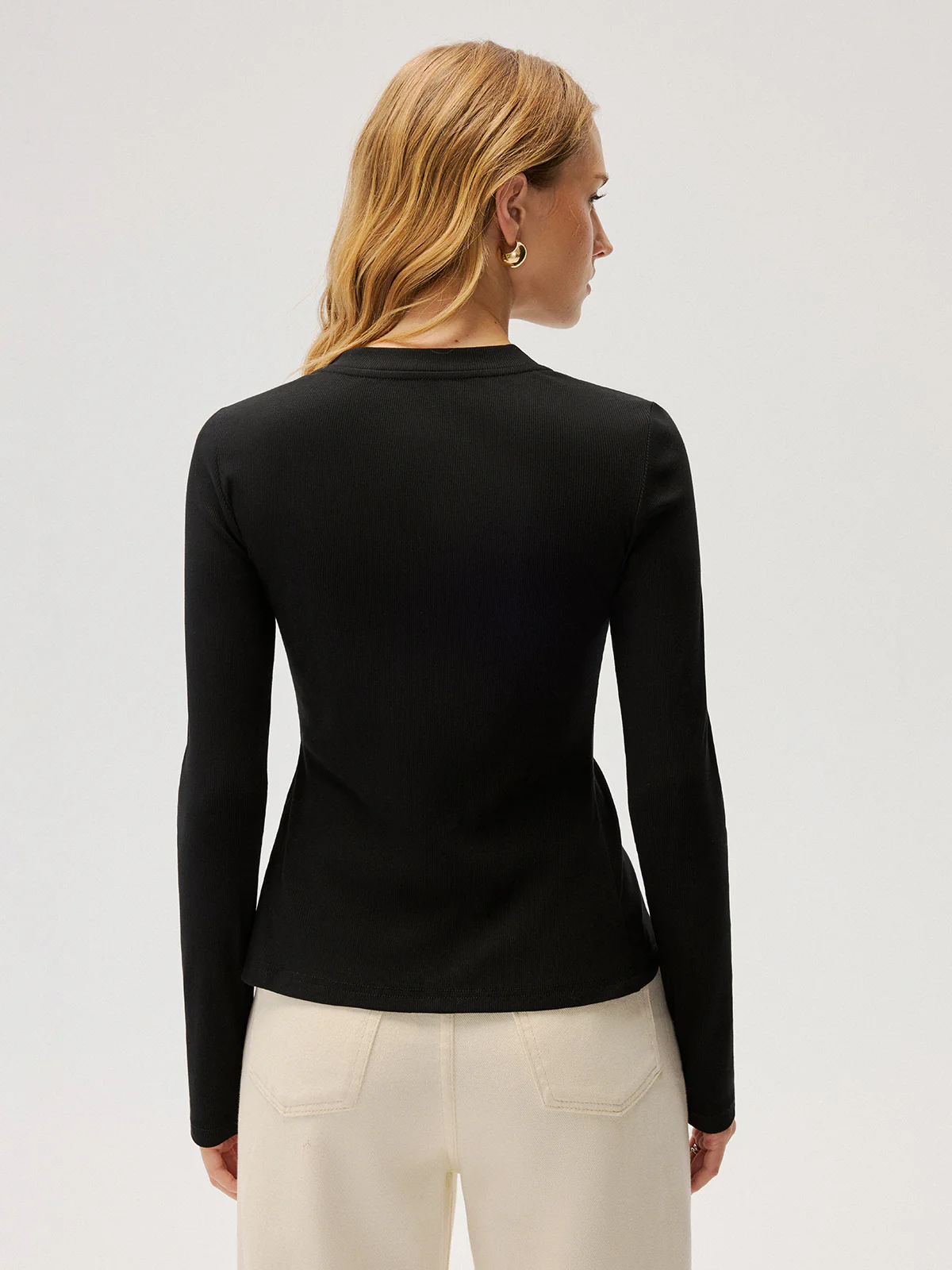 Slim-Fit Ribbed Button-Front Top - Image 6