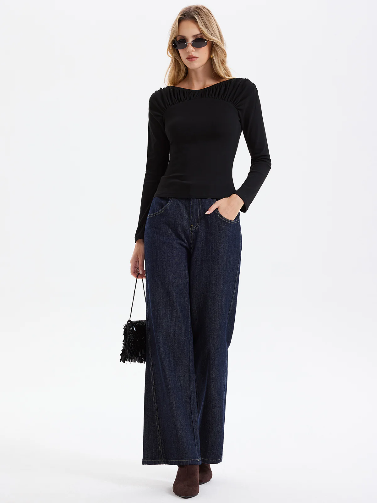 Smocked Neck Long-Sleeve Blouse - Image 6