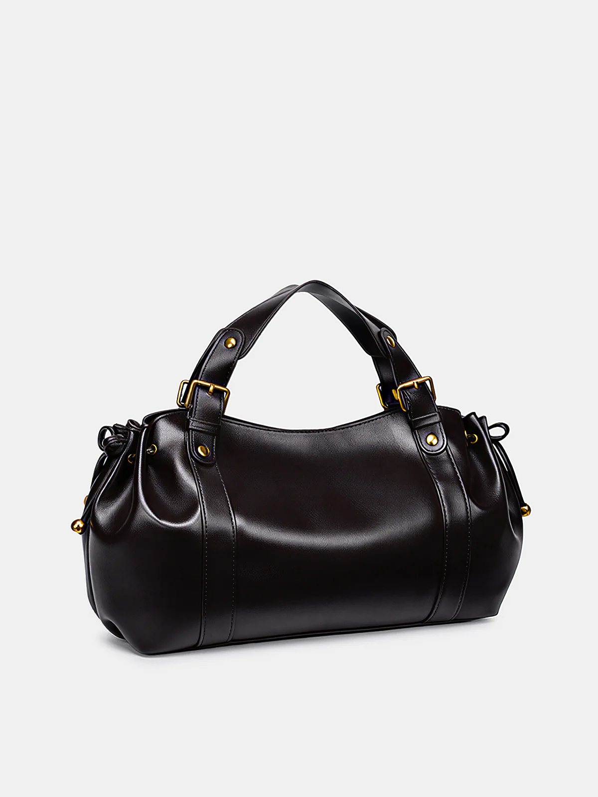 Solid Drawstring Boston Bag