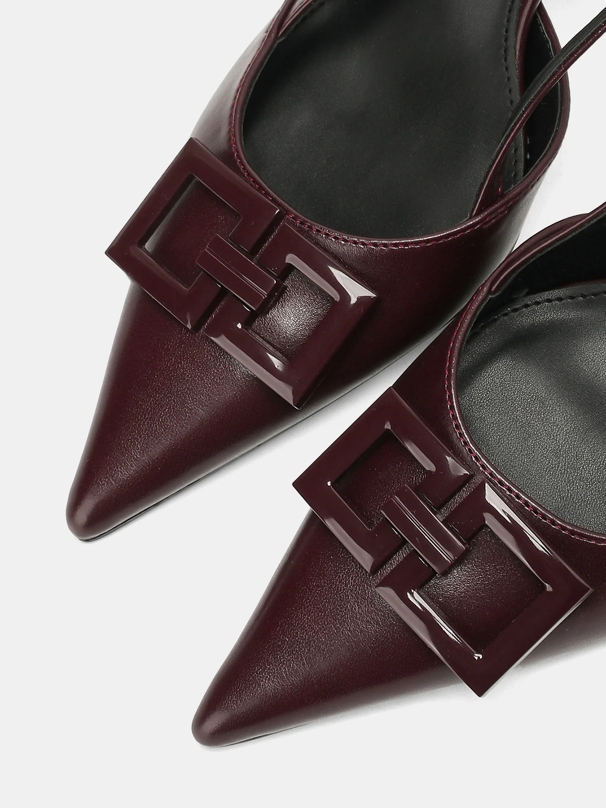 Square Accent Pointed-Toe Slingback Heels - Image 2