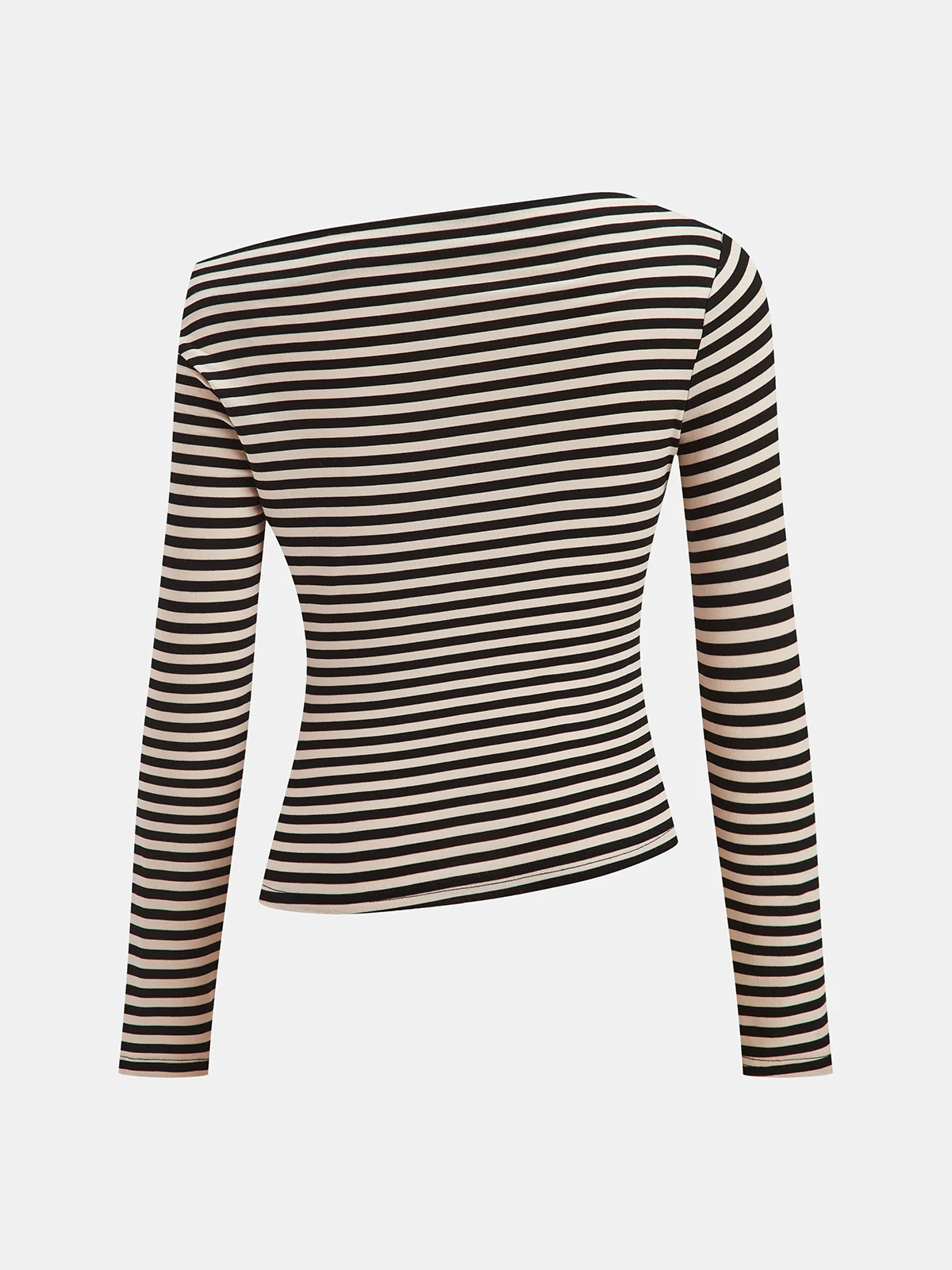 Striped Cowl Neck Ruched Long Sleeve Top - Image 2