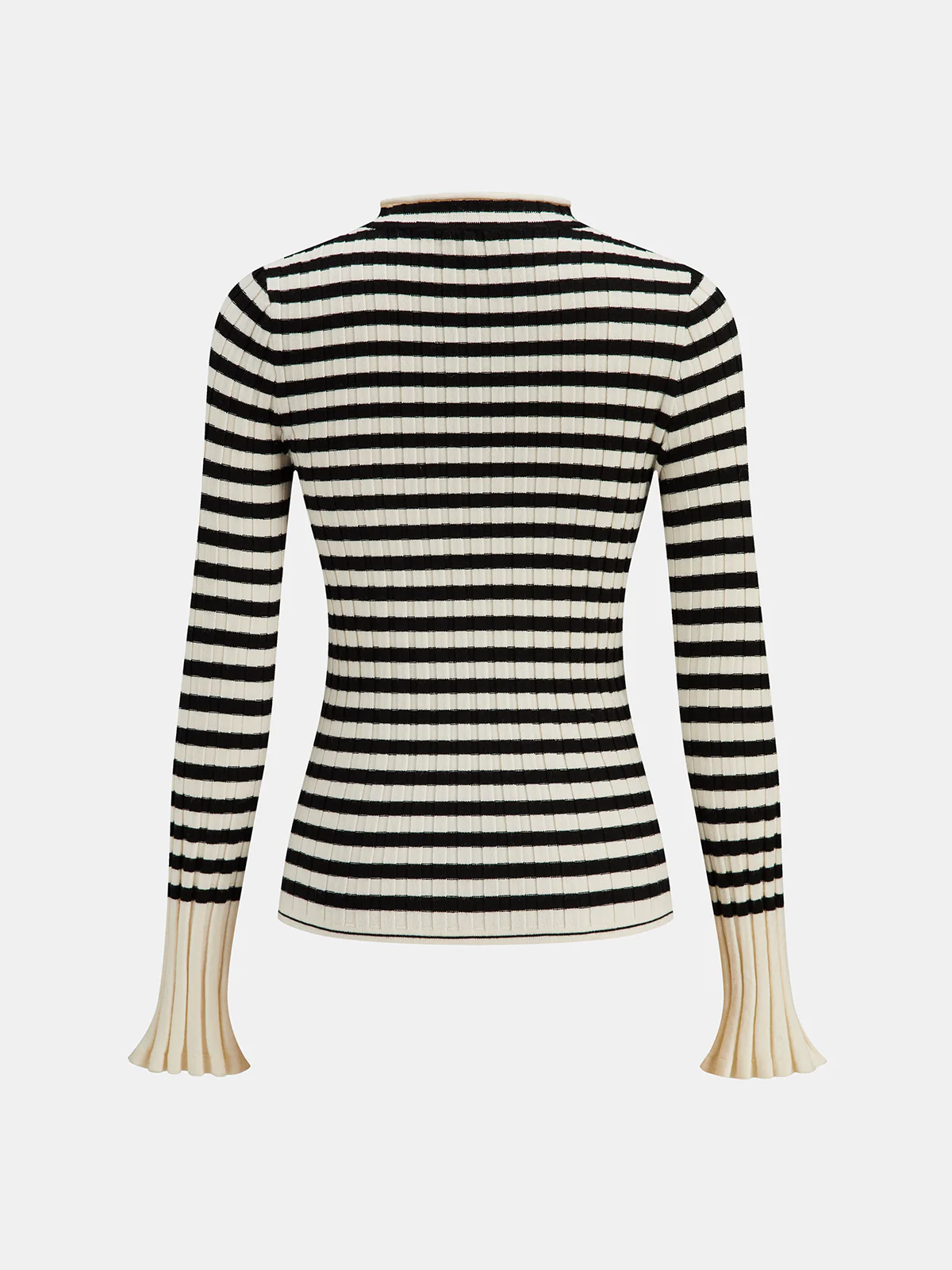 Striped Rib-Knit Flare-Cuff Sweater - Image 2