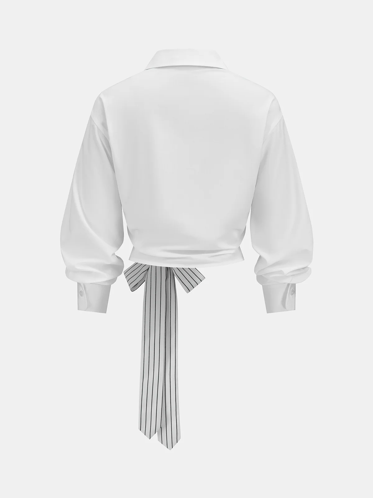 Striped Tie-Waist Cropped Shirt - Image 2