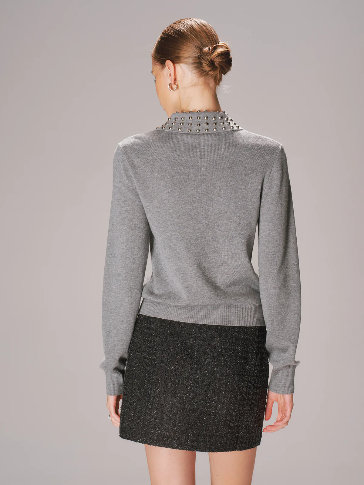 Studded Collar Wool-Blend Knit Polo Sweater - Image 6