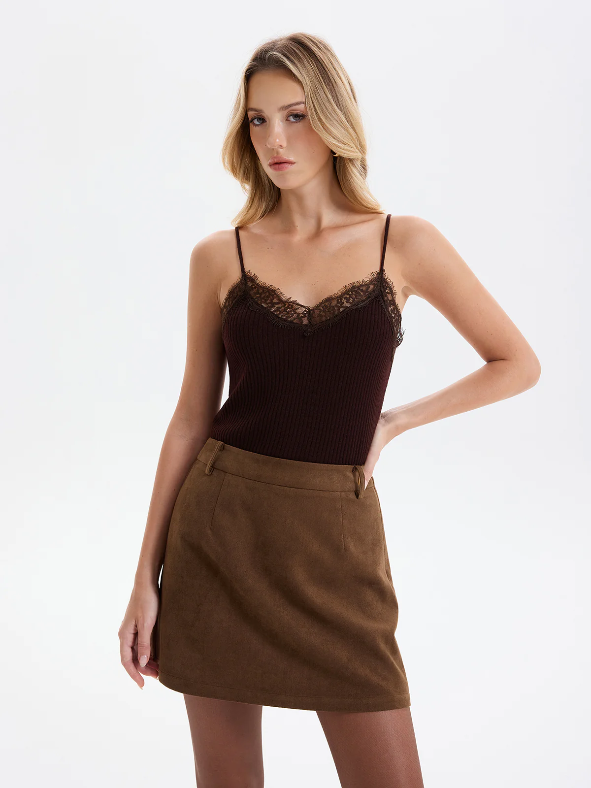 Suede Effect Mini Skirt - Image 2