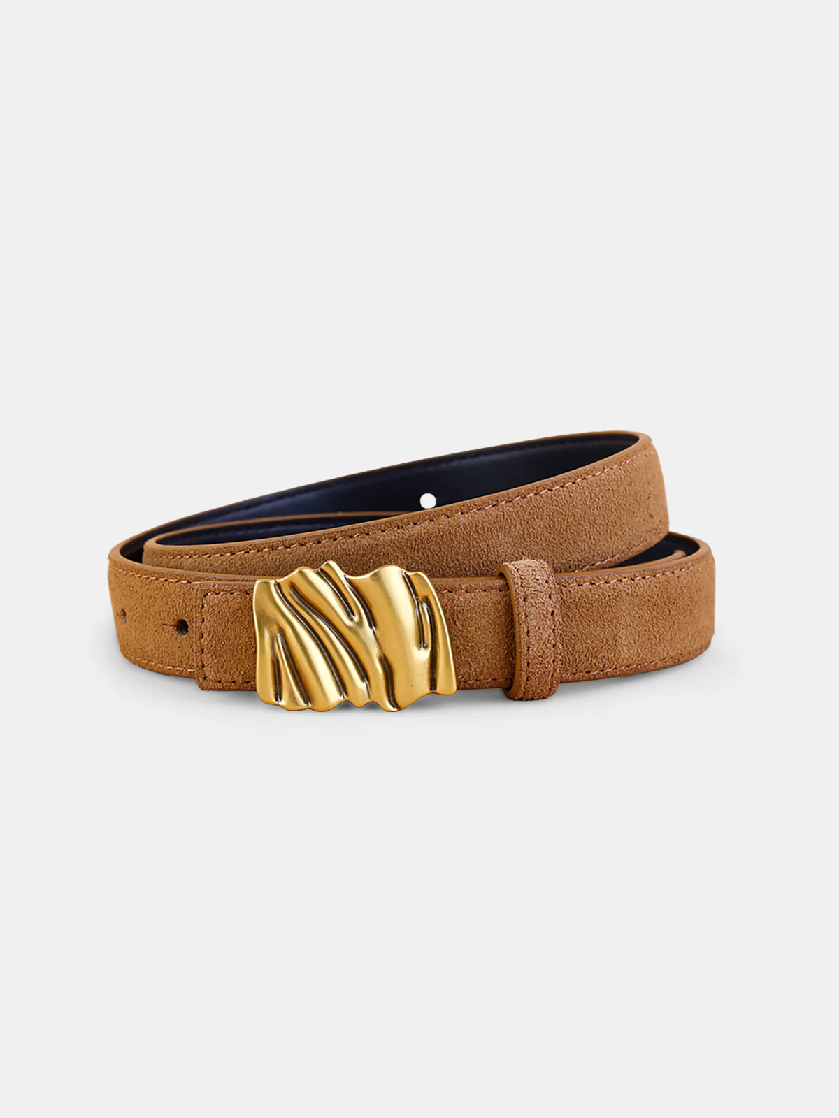 Textured Buckle Leather Belt - Image 2