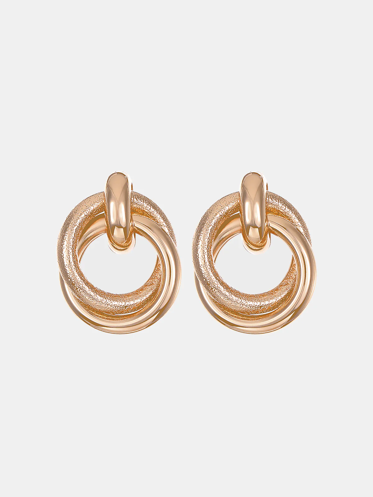 Textured Interlocking Loop Earrings - Image 2