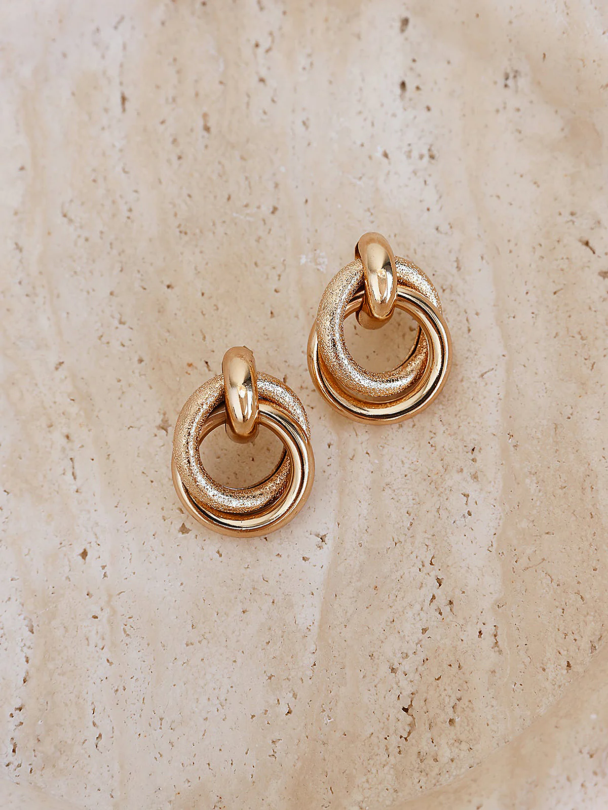 Textured Interlocking Loop Earrings - Image 3