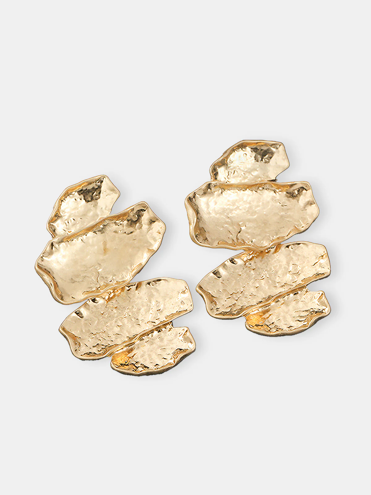 Textured Stacked Statement Earrings - Image 2