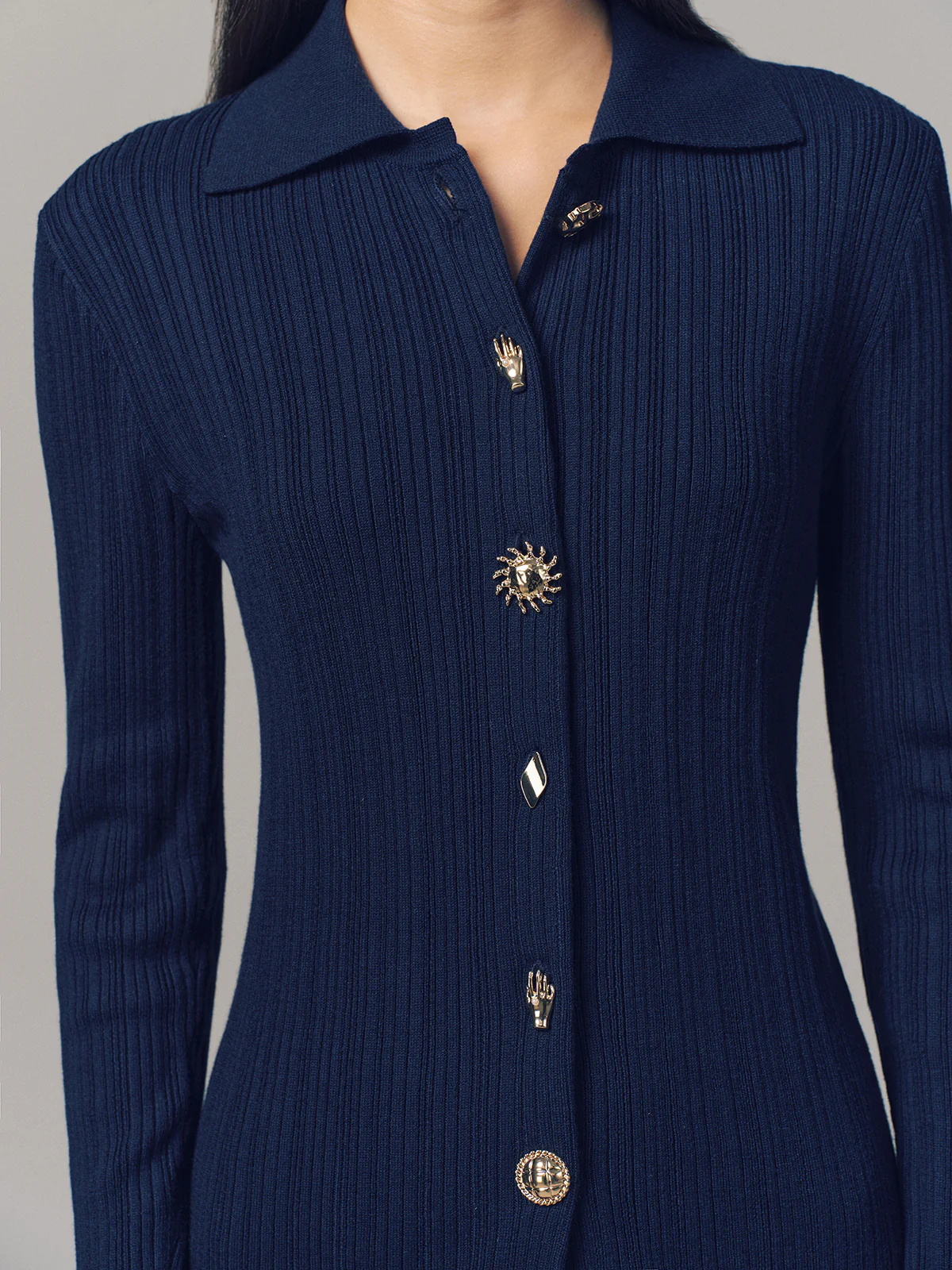 Textured Wool-Blend Collared Cardigan - Image 2