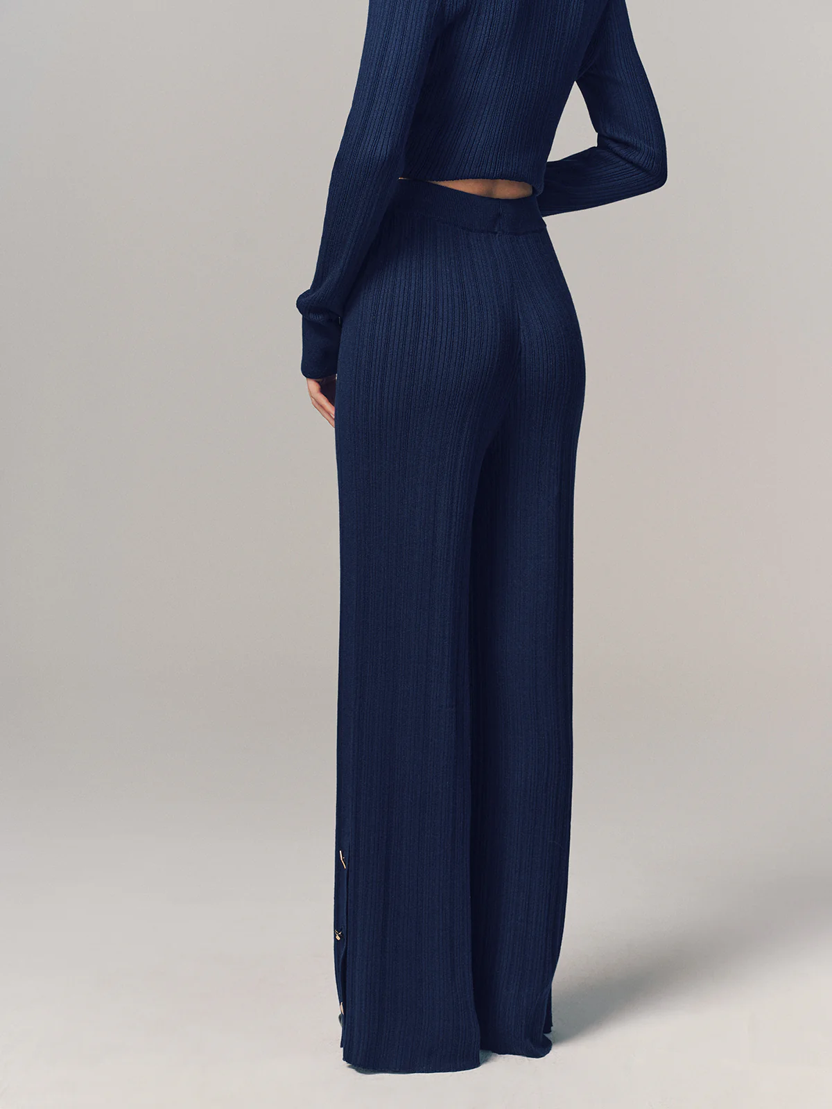 Textured Wool-Blend Metal-Detail Slit Knit Pants - Image 6