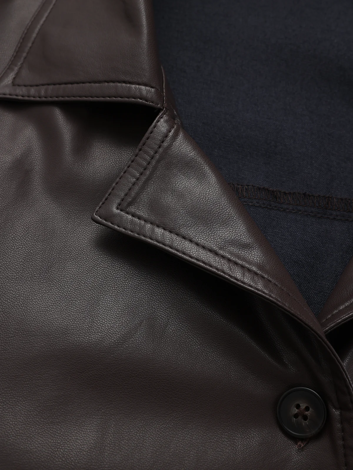 Tie Waist Faux Leather Wrap Shirt - Image 4