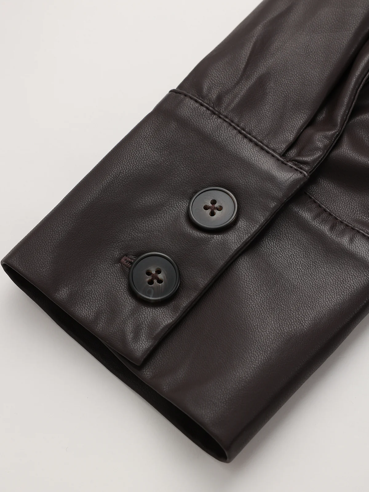 Tie Waist Faux Leather Wrap Shirt - Image 5