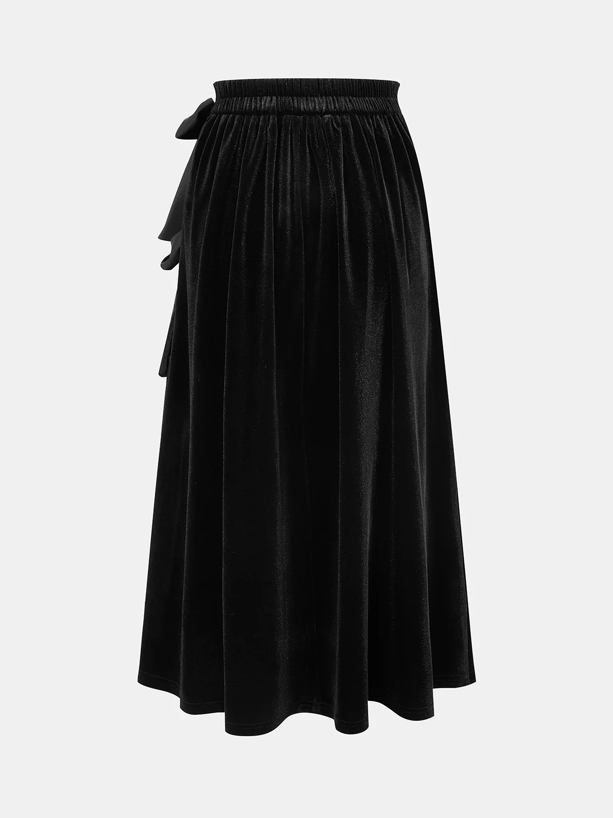 Tiered Bow Accent Velvet Maxi Skirt - Image 2