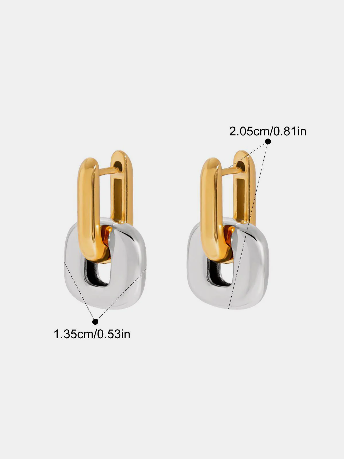 Two-Tone Link Drop Earrings - Image 2