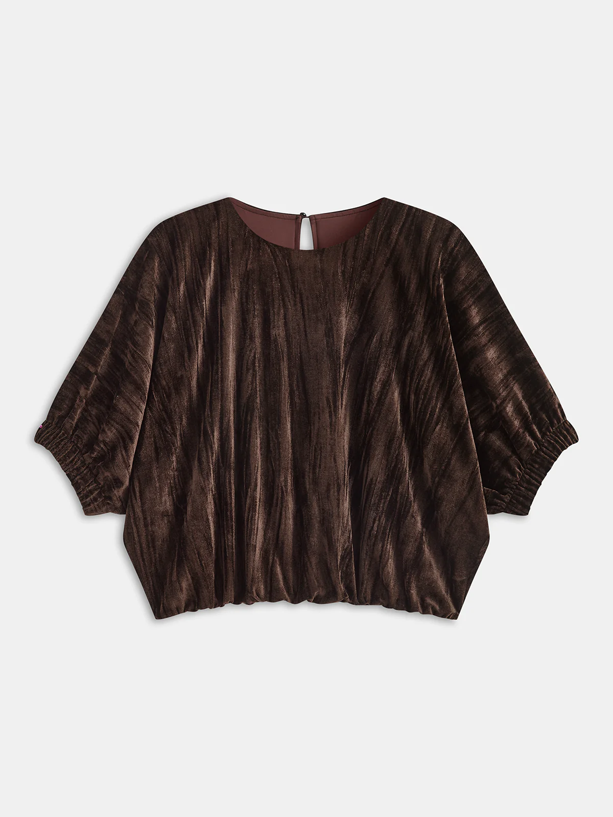 Velvet Batwing-Sleeve Crop Top - Image 5
