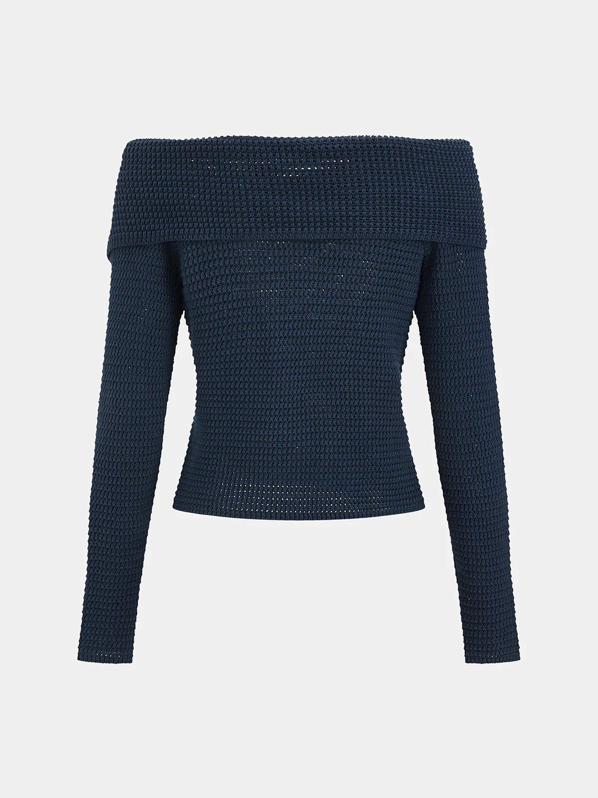 Waffle-Knit Off-Shoulder Zip-Front Top - Image 2