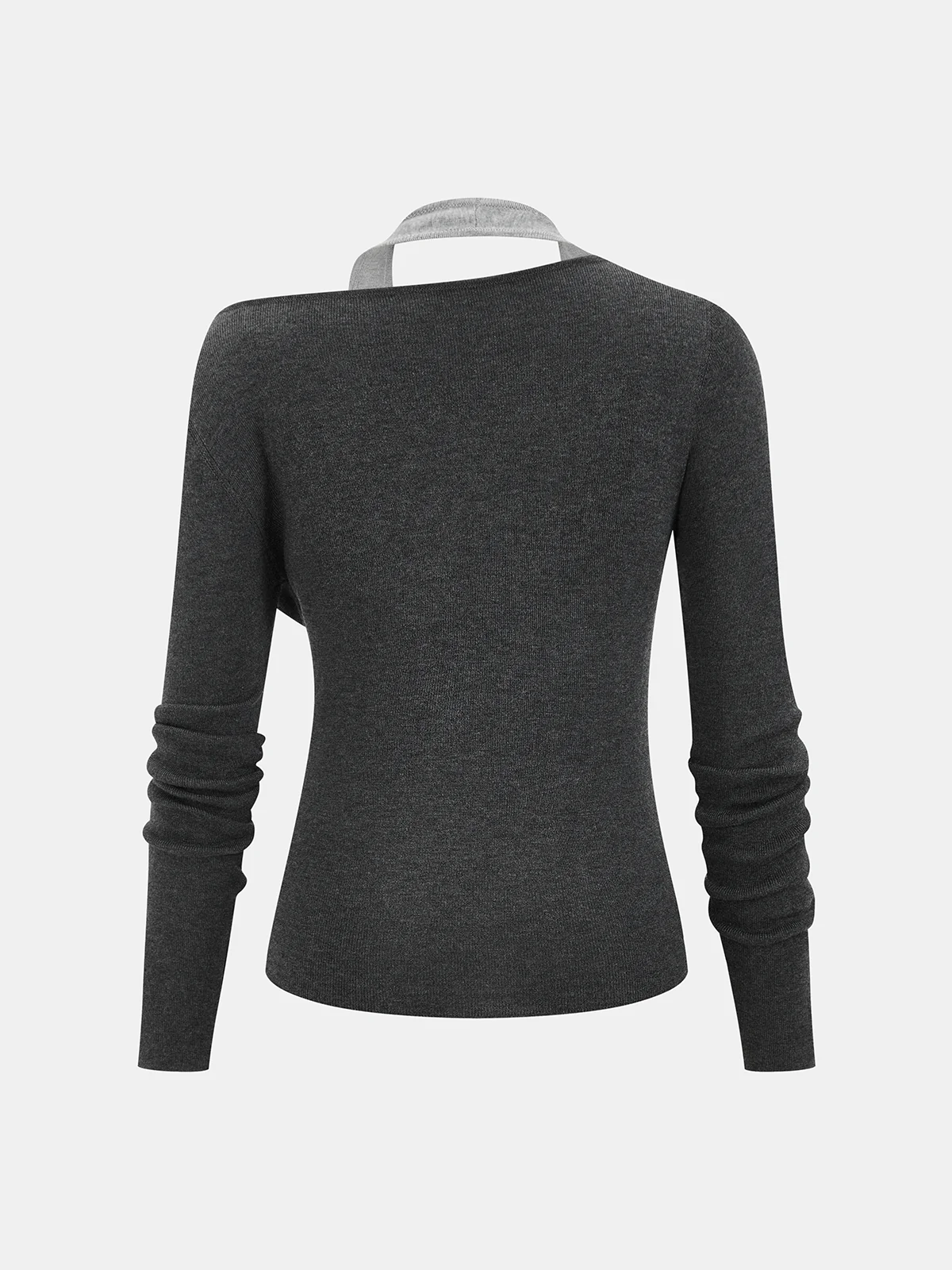 Wool-Blend Asymmetrical Cold-Shoulder Knit Top - Image 3