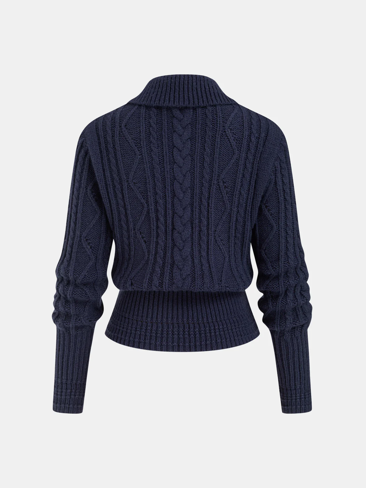 Wool-Blend Cable-Knit Waist-Defined Sweater - Image 2